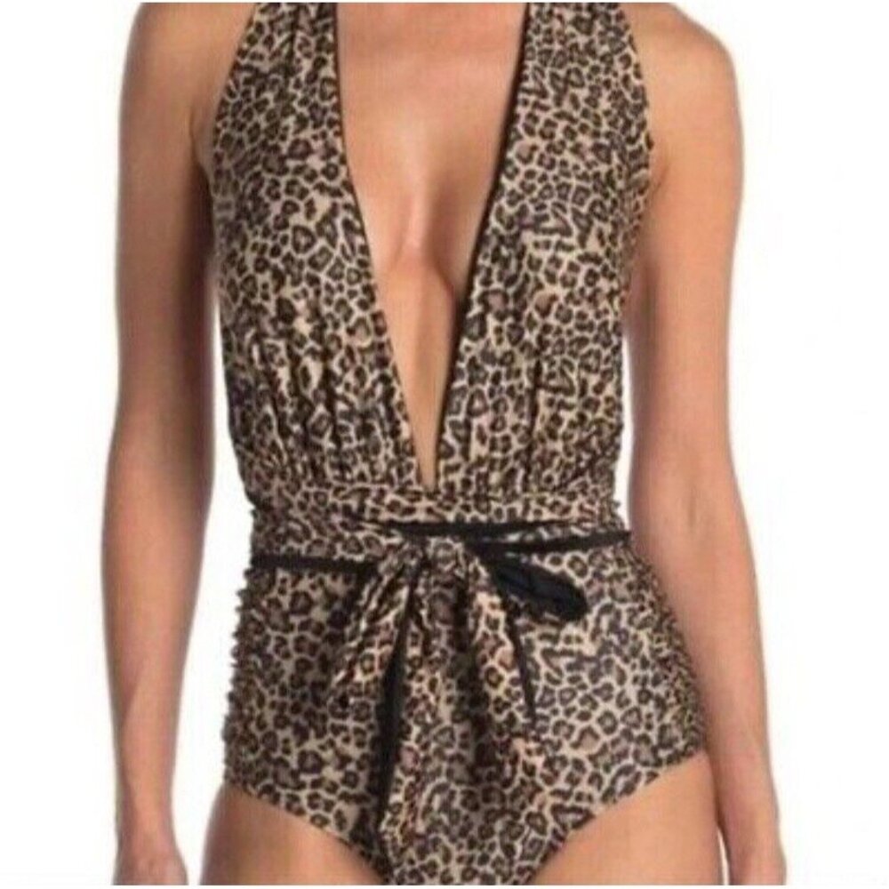 Nicole Miller One Piece Animal Print Swimsuit Size Small Wear It 6 Ways